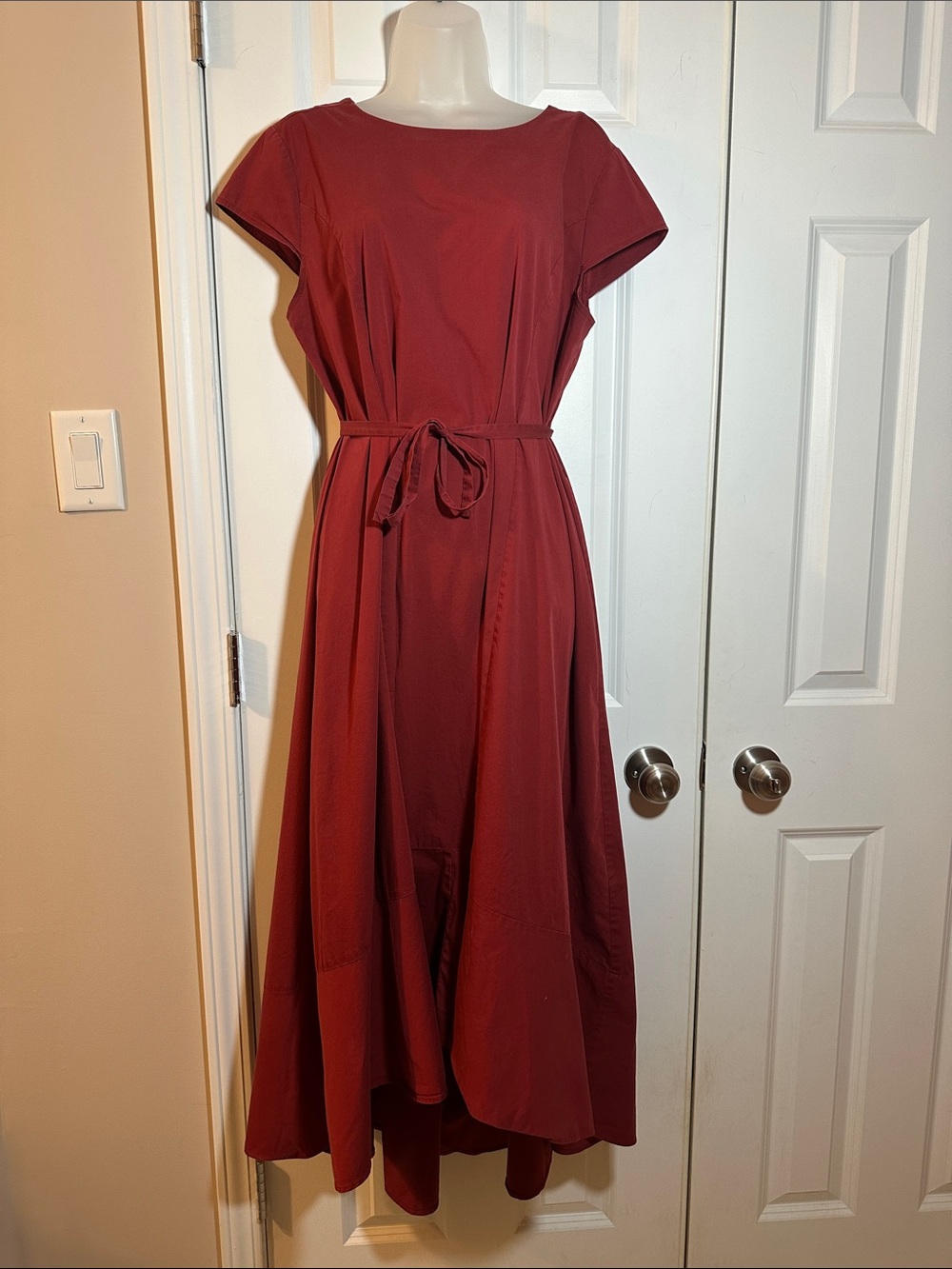 Universal Standard for J. Crew Women’s Rust Red Tie-Waist High/Low Dress